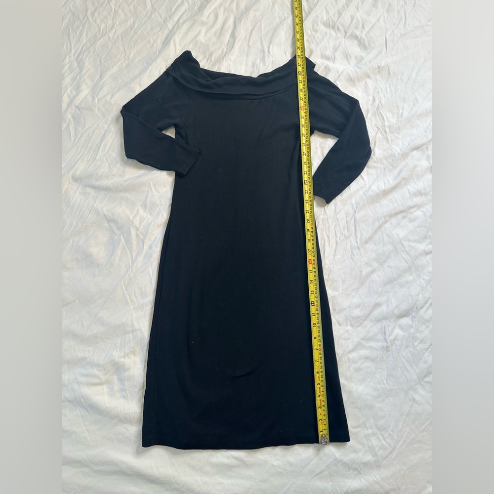 Vintage Forenza Italy Black Off Shoulder Knit Dress Women’s M Cotton 3/4 Sleeve - Picture 9 of 14